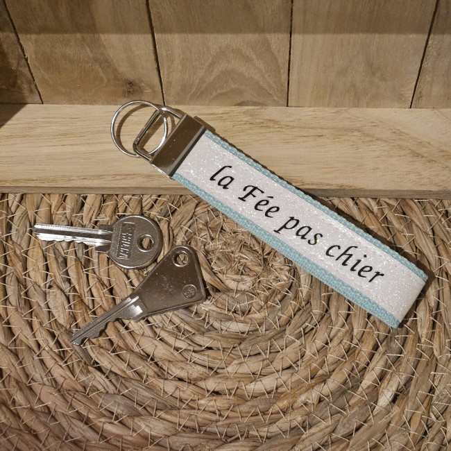 Porte clés message la Fée pas chier coloris menthe