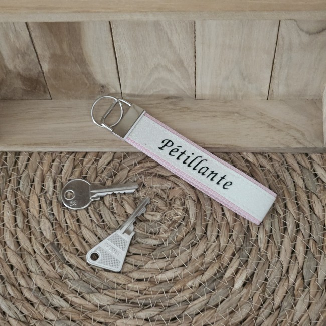 Porte clés message Pétillante coloris rose tendre