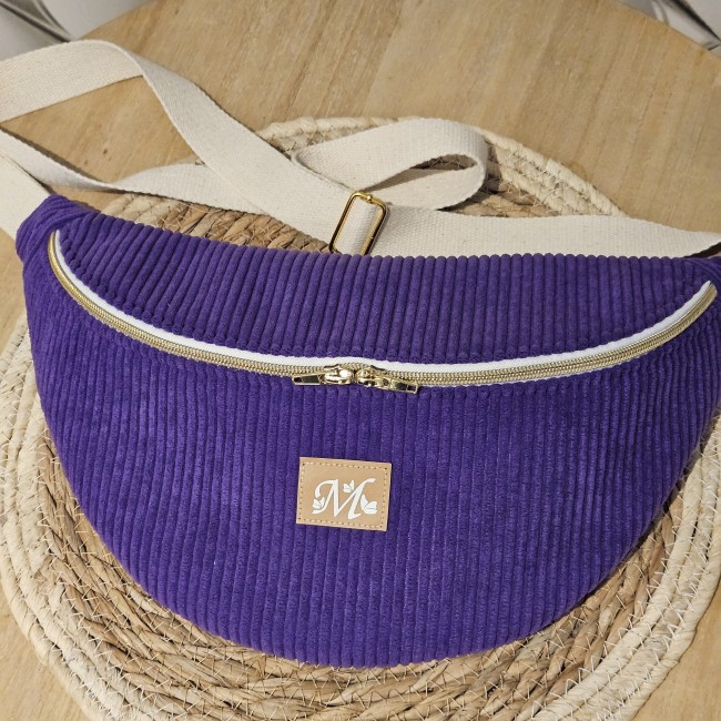 Sac banane Tsuki velours côtelé coloris violet | Mel Créations