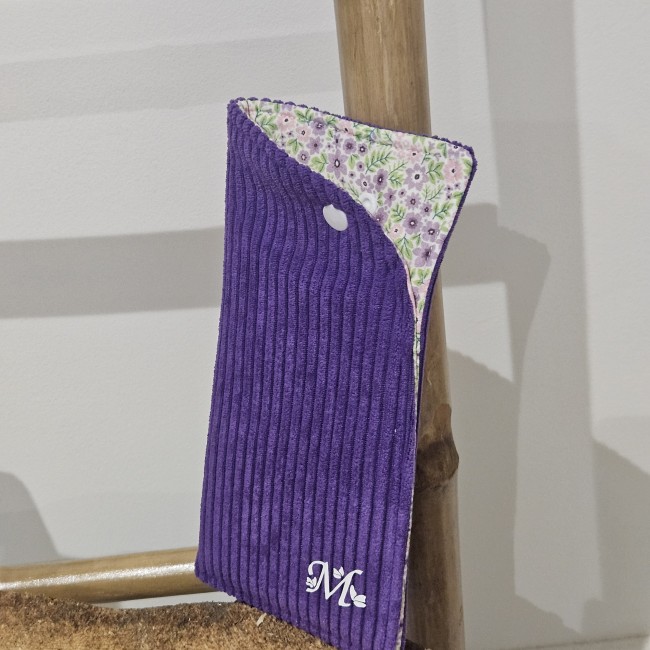 Etui à lunettes en velours côtelé coloris violet 