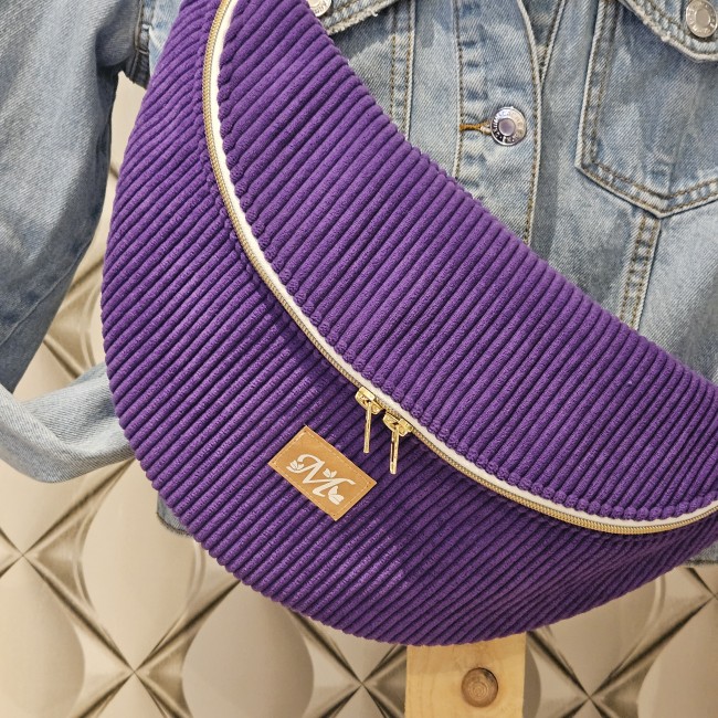 Sac banane Tsuki velours côtelé coloris violet | Mel Créations