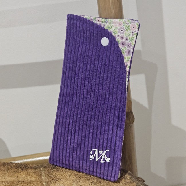 Etui à lunettes en velours côtelé coloris violet 