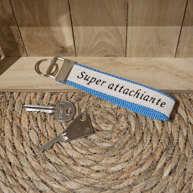 Porte clés message Super attachiante coloris turquoise