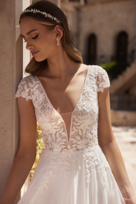 Robe de mariée Bianco destockage, robe Agate bianco, robe de mariée fluide mousseline Robe de mariée bohème champêtre
