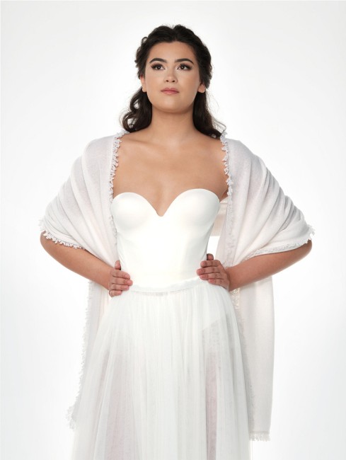 étole chaude pour mariée, étole de mariée d'hiver, écharpe cachemire mariage