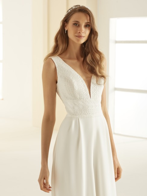 Bianco Evento bridal jumpsuit CELESTE (2) combinaison de mariée taille 46/48, combinaison CELESTE Bianco, mariée en pantalon