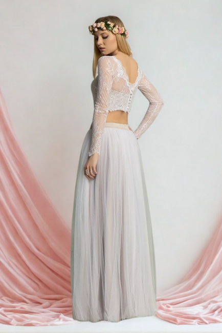 robe de mariée champêtre bohème, crop top, mariage civil, mariée originale, mariée hippie chic