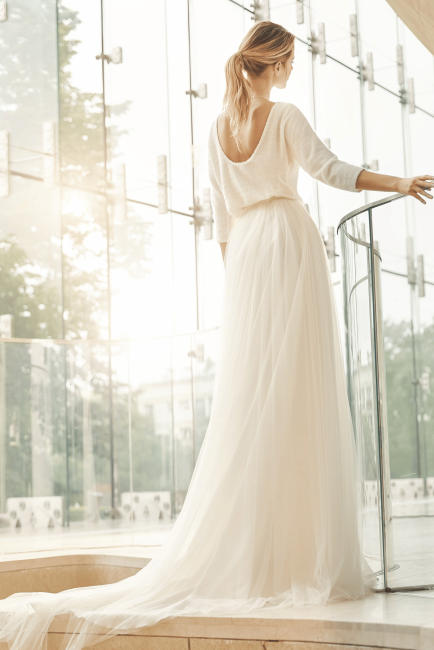 jupe de mariée en tulle souple avec traine