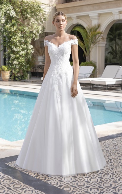 244-08 FACE Robe de mariée romantique de qualité, DESTOCKAGE, col bateau, AFFAIRE EXCEPTIONNELLE