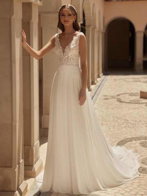 Robe fluide modèle FLUORITE de Bianco,