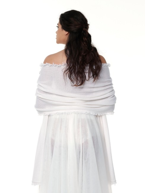 étole chaude pour mariée, étole de mariée d'hiver, écharpe cachemire mariage