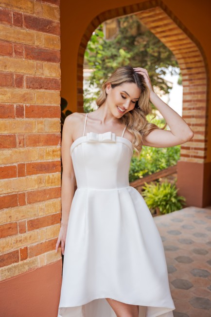 robe de mariée style vintage courte, robe de mariée asymétrique, robe de mariée bustier