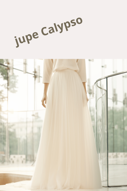 jupe de mariée en tulle souple avec traine