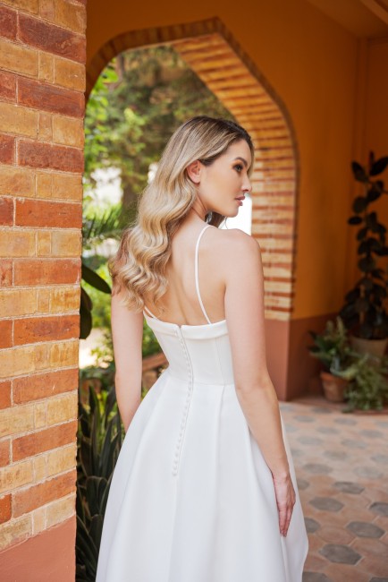 robe de mariée style vintage courte, robe de mariée asymétrique, robe de mariée bustier