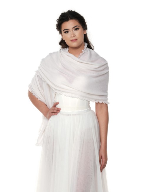 étole chaude pour mariée, étole de mariée d'hiver, écharpe cachemire mariage