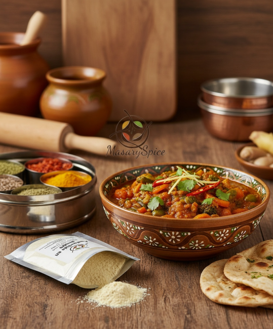 Curry indien végétarien avec sachet d’asafoetida MasarySpice