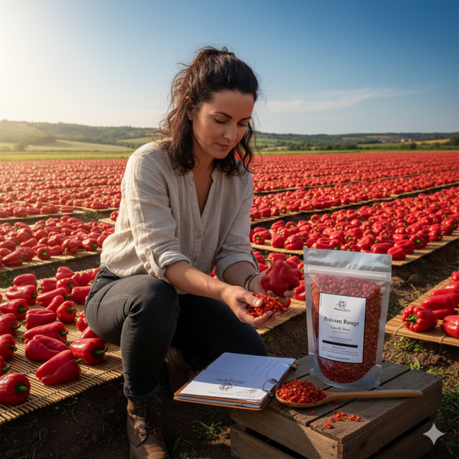 Produit artisanal : poivron rouge séché pour cuisine saine