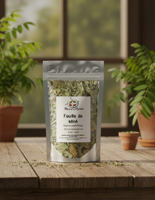  Feuille de Séné bio MasarySpice – photo naturelle en extérieur