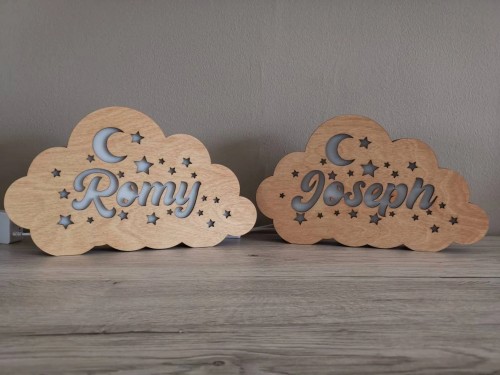 Veilleuse nuage bois personnalisable Veilleuse nuage bois personnalisable
