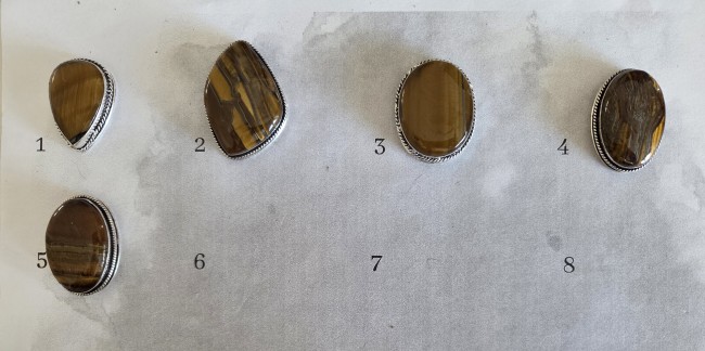 Oeil de tigre sertie de laiton argenté rainure integrée entreprise française Maddy Gems Stones