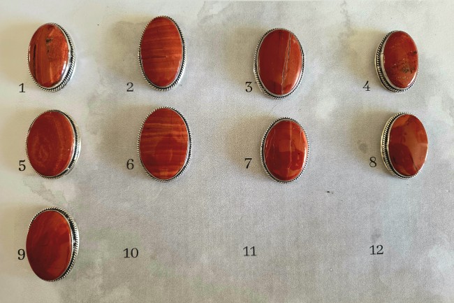 Jaspe rouge sertie de laiton argenté rainure integrée entreprise française Maddy Gems Stones