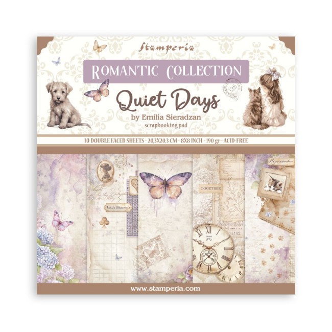 Bloc scrapbooking 20x20 stamperia Quiet Day- couverture de la collection