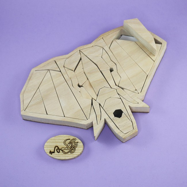 Puzzle Éléphant Géométrique en Bois – Casse-tête Artisanal en Frêne Massif By LB