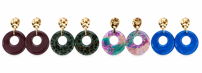 Boucles d oreilles pates polymère +résine à clou