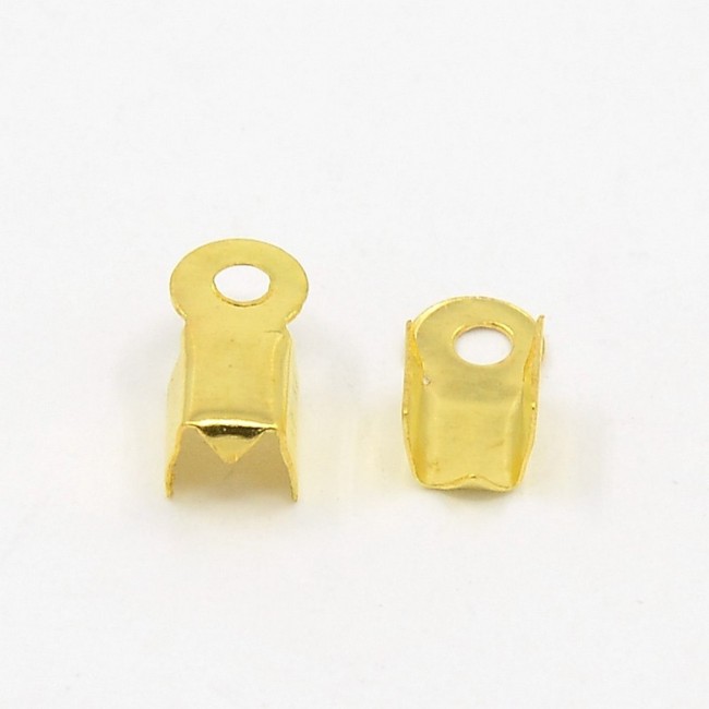 100 EMBOUTS CACHE NOEUDS a ecraser metal dore 3 x 9 mm - creation bijoux perles