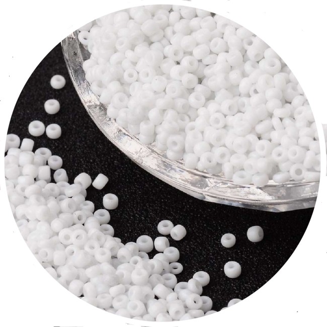 1000 PERLES DE ROCAILLE couleur Blanc Diametre 2 mm 12/0 - creation...