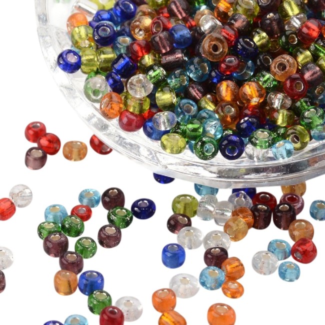 Perles de rocaille multicolore argentees 4 mm (3)