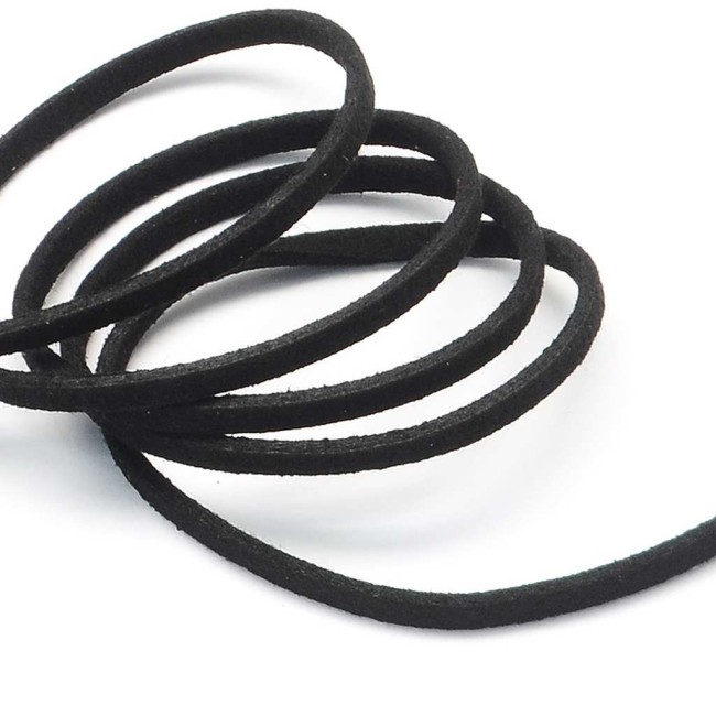 3 Metres de CORDON PLAT SUEDINE aspect daim noir - creation bijoux...