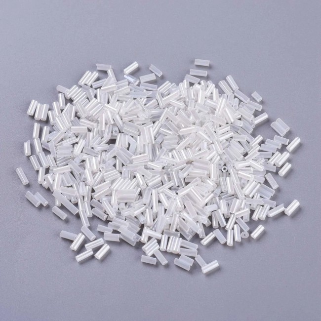 Lot de 500 PERLES de ROCAILLE TUBE Blanc 5 mm diamètre 1,8 mm - creation bijoux