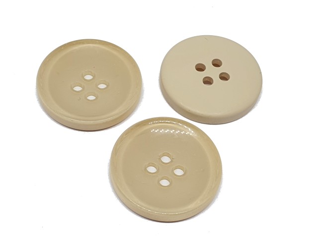 5 BOUTONS Acrylique BEIGE rond diamètre 25 mm 4 trous - creation...
