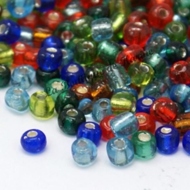 Perles de rocaille multicolore argentees 4 mm (1)