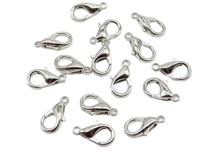 30 FERMOIRS MOUSQUETONS METAL argente 12 x 6 mm - creation bijoux...