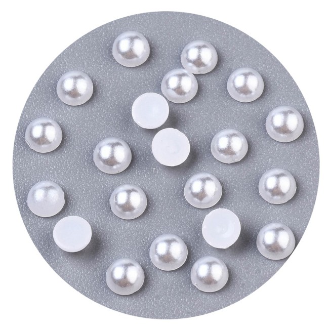 PERLES CABOCHON Demi Rond à coller acrylique Blanc NACRE de 3 mm à...