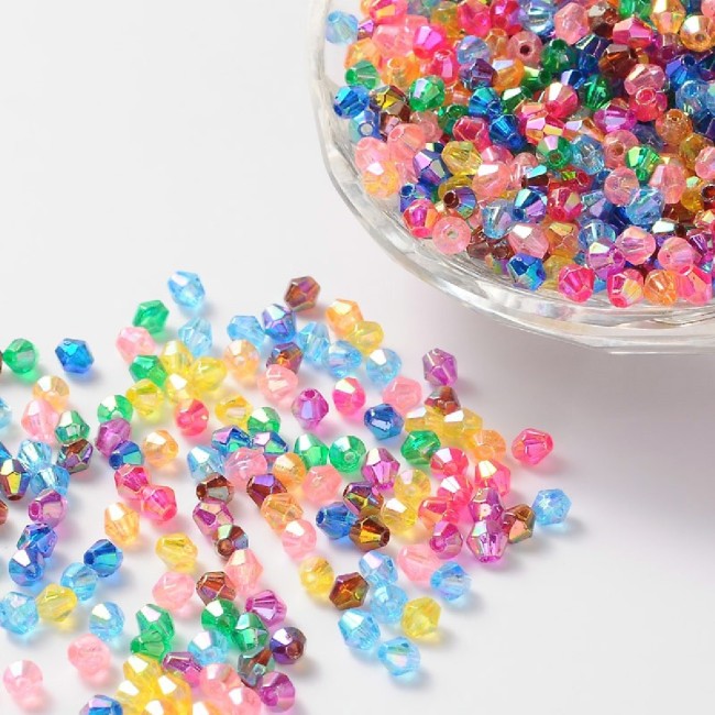 200 PERLES TOUPIES bicone a facettes Acrylique Multicolore avec...