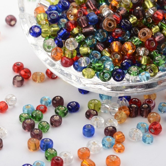 Perles de rocaille multicolore argentees 4 mm (2)