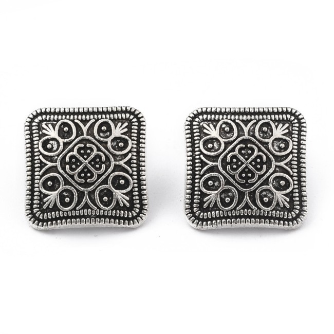 5 BOUTONS Tige Carré METAL ARGENTE 13 mm 1 trou - creation couture...