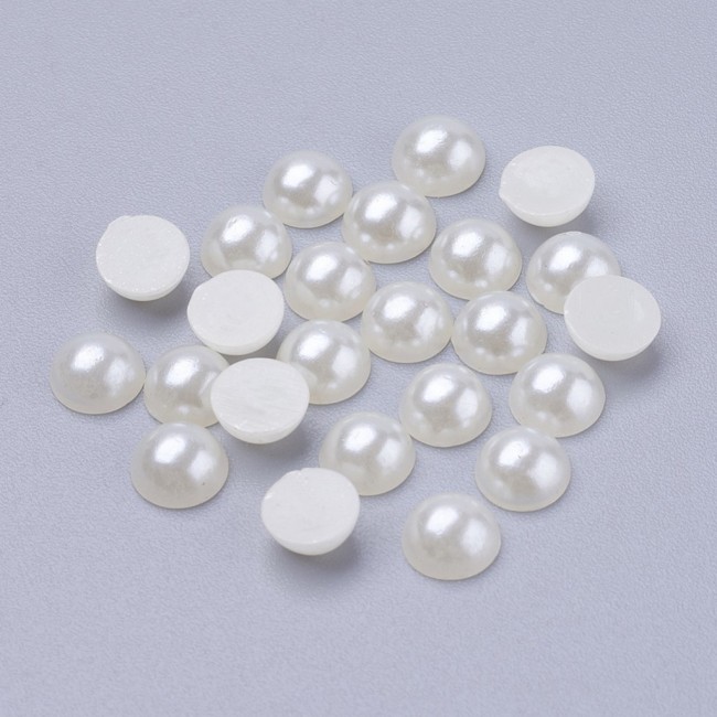 PERLES CABOCHON Demi Rond à coller acrylique Bige NACRE de 4 mm à 20 mm - Dos Plat - Creation Diy