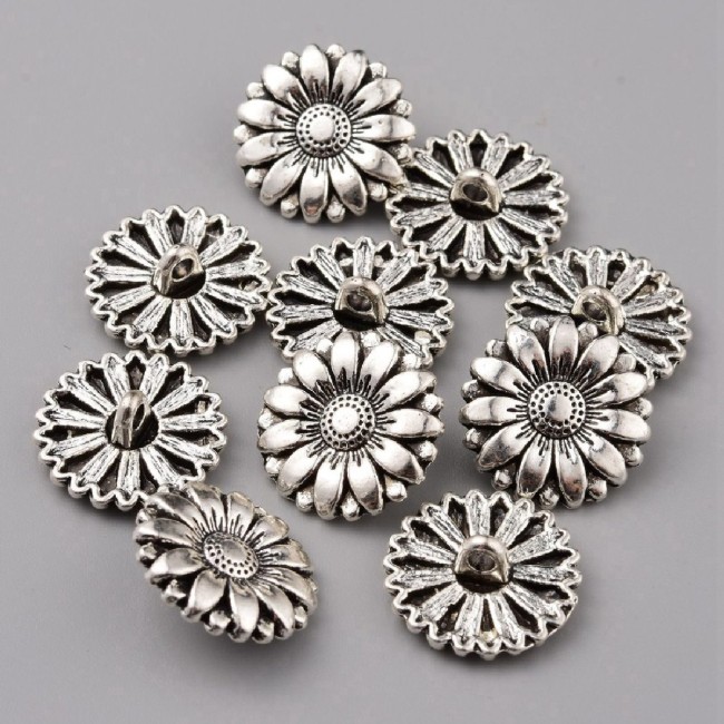 boutons fleur metal argenté 17 mm (2)
