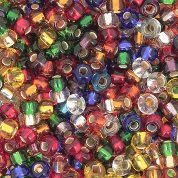 Perles de rocaille multicolore argentees 4 mm (4)