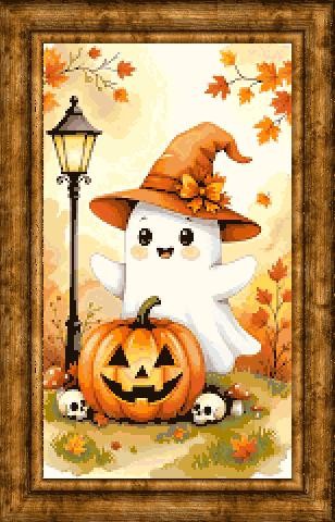 grille de broderie point de croix en couleurs schéma broderie PDF motif halloween automne patron de broderie imprimé sur papier haute qualité
