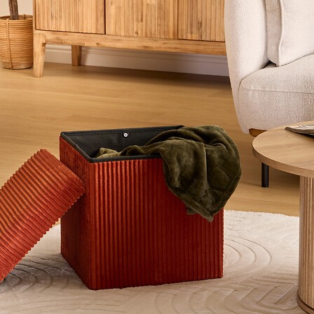 pouf pliant Arum côtelé ambre 38 cm pouf pliant Arum côtelé ambre 38 cm