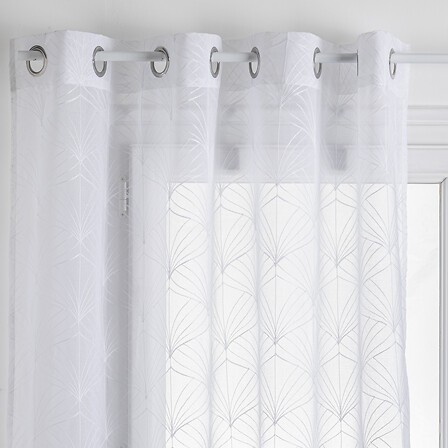 Voilage blanc brodé à œillets 140 × 240 cm | Irisia Maison