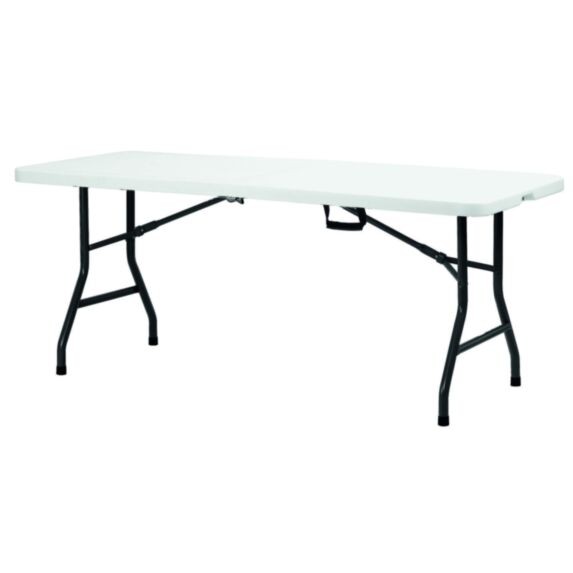 Table camping pliante 180x76x74 cm blanche polyéthylène acier