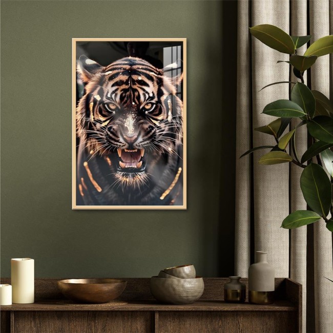 toile effet laqué tigre rugissant 40 x 60 cm toile effet laqué tigre rugissant 40 x 60 cm