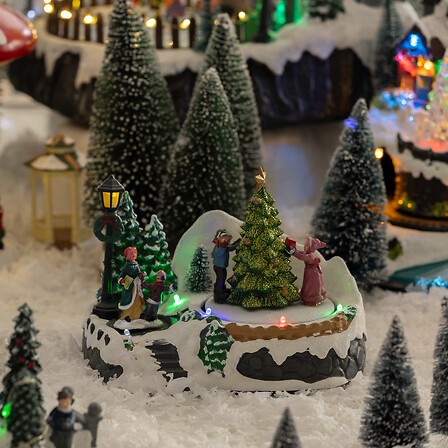 Village de Noël lumineux sapin et enfants 6 LED | Irisia Maison