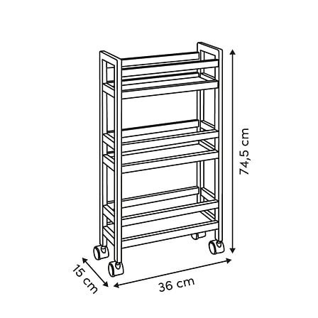 Desserte à roulettes fine 3 niveaux bambou naturel – chariot de rangement